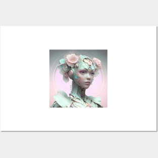 Portrait in Pastel Colors of A Fractal Robot Posters and Art